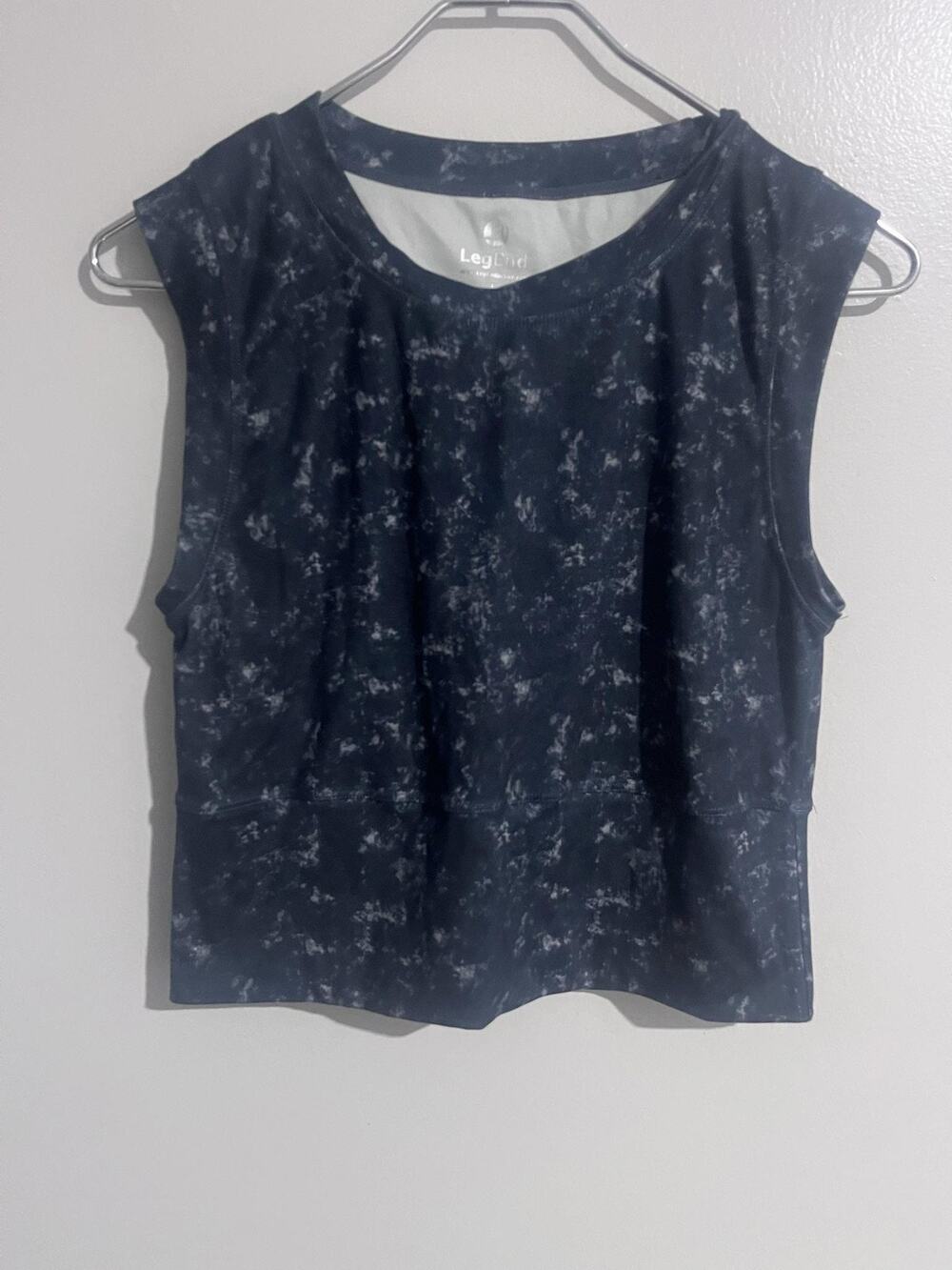 LegEnd Tank Womens L Blue Spotted Shirt Tagless Stretch Relaxed Yoga Athleisure
